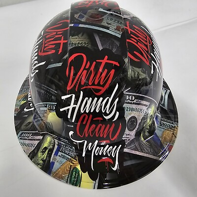 #ad full brim hard hat custom hydro dipped IN DIRTY HANDS CLEAN MONEY NEW