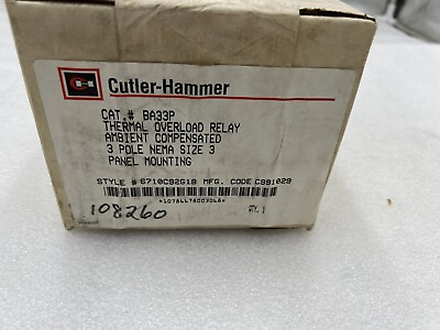 #ad New Cutler Hammer Thermal Overload Relay BA33P #K 1967