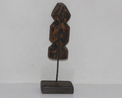 #ad Vintage Decorative Wooden Carving Figurine On Stand 12007