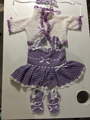#ad Hand Knit Baby Infant Headband Sweater Dress Booties Blanket Clothes Boricua