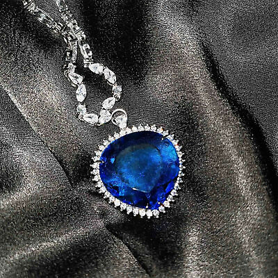 Blue TITANIC Heart of the Ocean Romantic Crystal Pendant Necklace