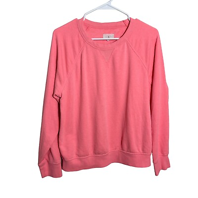 #ad Lou amp; Grey Sweatshirt Women#x27;s Medium Pink Terry Pullover Cotton Blend