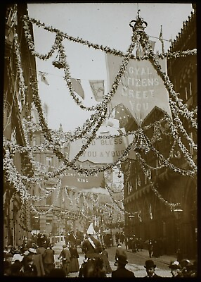 #ad Magic Lantern Slide 1904 BRADFORD EXHIBITION PHOTO NO21 STREET DECORATIONS