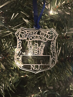 Jersey City Police Officer Personalized Badge shield Christmas ornament