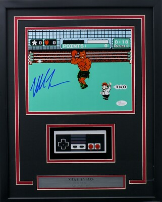 Mike Tyson Signed Framed 8x10 Punch Out Photo w Nintendo Controller JSA ITP