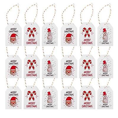 #ad 300 Pcs Tags Christmas Ornaments Christmas Paper Hanging Tags with Ropes Chri...