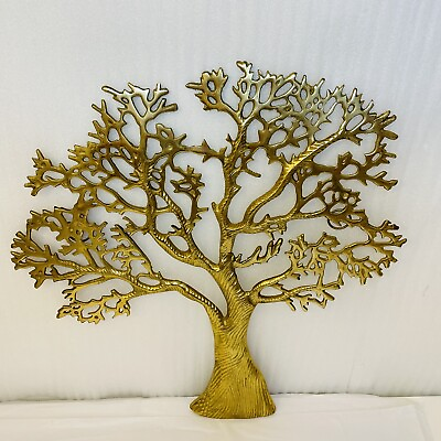 Lacquered Brass Tree Of Life Wall Decor Hanging Metal Art Sculpture Aswatha Tree