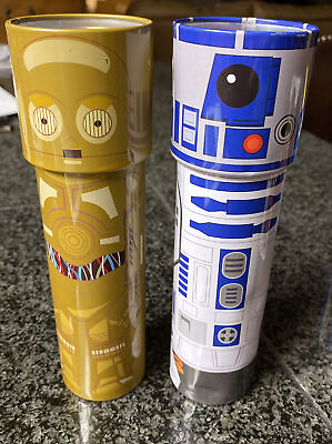 Set of 2 Star Wars Tin C 3P0 R2 D2 Kaleidoscope Toys Viewers Schilling