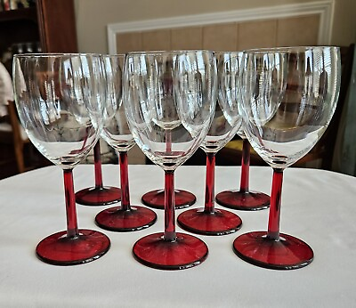 NEW Luminarc France Ruby Red Stem 8 oz Goblet Wine Glasses Set of 8 Christmas