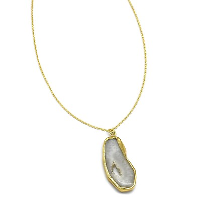 #ad #ad Druzy Agate gemstone pendant necklaces in 925 Silver with 22k gold plated