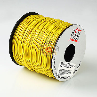 #ad 500ft Spool Of Yellow 18 Gauge AWG Primary Wire Home Automotive 12V 500#x27;