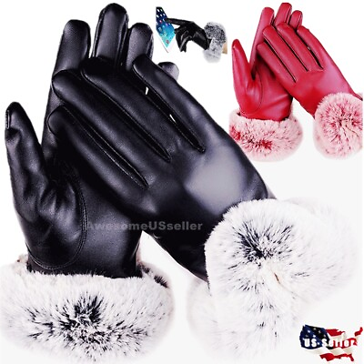 Women Touch Screen Winter Snow Gloves Windproof Warm Waterproof Leather Thick