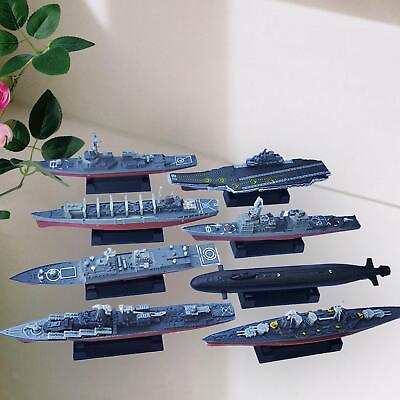 #ad 8 Pieces Navy Ship Aircraft Toy Submarine for Kids Children Adults