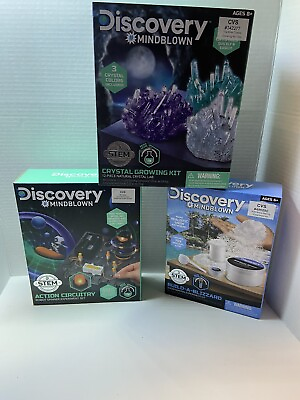 Discovery #Mindblown science kits lot of 3 Circuitry Crystal GrowBuild Blizzad