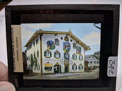 #ad COLORED Glass Magic Lantern Slide BZE Location for the PASSION PLAY CHRIST #65