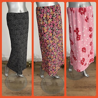 #ad New Look Midi Skirt Size 8 12 amp; 18 Black Polka Pink Floral Midi Skirt MK09