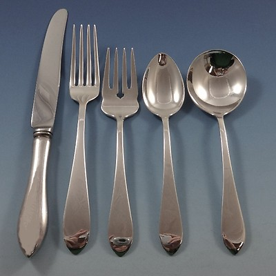 Pointed Antique by Ramp;B Damp;H Sterling Silver Flatware Service Set Service 43 Pcs