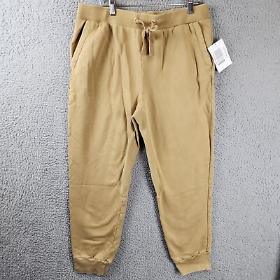 #ad Frame Knit Easy Sweatpants Women#x27;s M Vintage Camel Solid Elastic Waist Pull On
