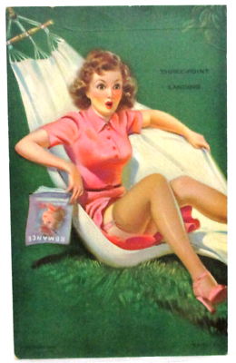 #ad #ad 1944 ART FRAHM #x27;FOLLIES GIRLS#x27; PINUP MUTOSCOPE CARD #x27;THREE POINT LANDING#x27;