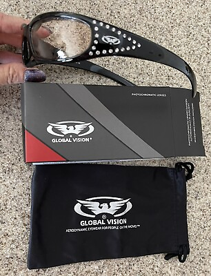 #ad Marilyn Women#x27;s Clear Smoke Transition Padded Motorcycle Glasses Global Vision