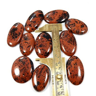 #ad Natural Red Mahogany Obsidian Cabochon Wholesale Lot 10Pcs Gemstone 263Cts MG 26