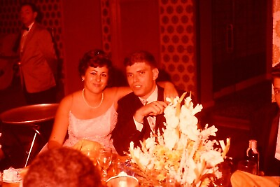 1960 PRETTY YOUNG WOMAN MAN WEDDING GUESTS 1960#x27;s Vintage 35mm Slide QTR20 B