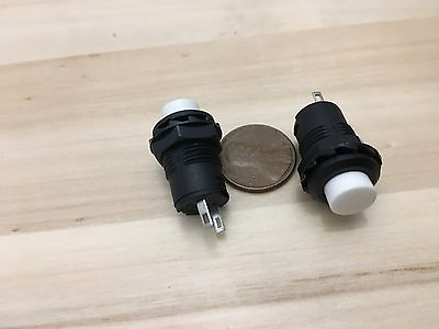 #ad 2 Pieces White Latching 12mm push button Switch round button 12v on off pin C20