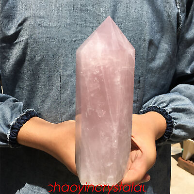 #ad 3.34LB Natural rose quartz obelisk quartz crystal point wand decor reiki XA1504