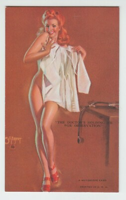 #ad #ad 77290 OLD MUTOSCOPE ARTIST PIN UP GIRLS quot;THE DOCTOR#x27;S HOLDING ME FOR.........quot;