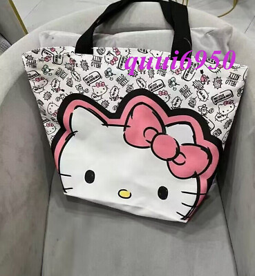 #ad Women Girl#x27;s Hello Kitty Handbag Tote Canvas Should Shopping Storage Bag Zipper
