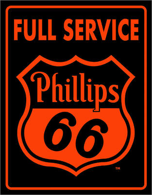 Phillips 66 Full Service Motor Oil Premium Vintage Garage Wall Metal Tin Sign