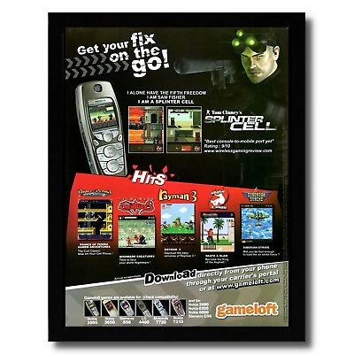 2003 Splinter Cell Mobile Framed Print Ad Poster Nokia Flip Phone Video Games