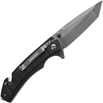 SwissTech Folding Pocket Knife Tactical Knife Black Utility Cutter with Clip