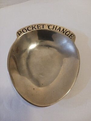 #ad Vintage Solid Brass Pocket Change Dish Coin Tray Holder Acorn Shape trinket