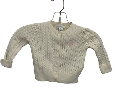#ad Ralph Lauren Cardigan Sweater Cream Cable Knit Baby Size 12 Months