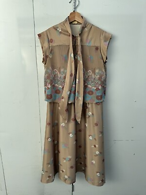 #ad #ad Vintage 70s Queens Row Brown Floral Dress Small