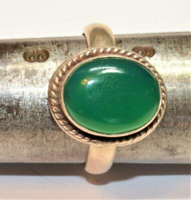 #ad Stamped 925 Sterling Silver Green Agate Oval Stone Shape Ring Sz 8.5 6.65g