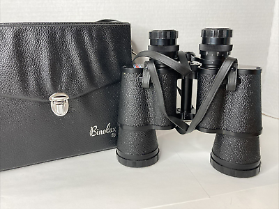 Vintage Binolux Binoculars 7x50 with Leather case amp; Compass No. 4052 Japan MINT