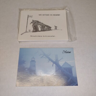 #ad Post Cards Mother Nature#x27;s Maine Stationary Notes Light House