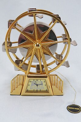 Vtg Bulova Brass Mini Miniature Clock The Big Wheel Ferris Wheel Design B0015