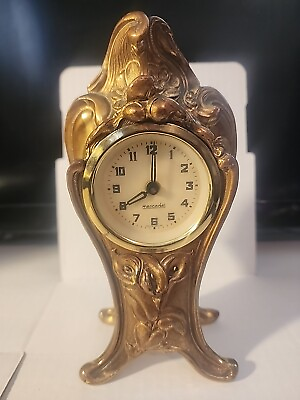 #ad Antique Art Nouveau Mercedes Brass Desk Clock