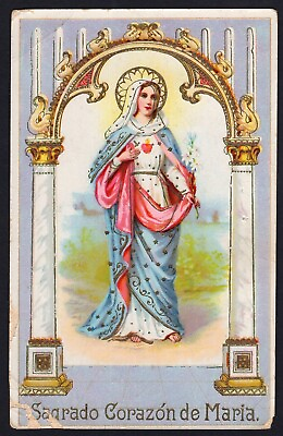 #ad Holy card postale antique of Virgin del S. Corazon santino image pieuse estampa