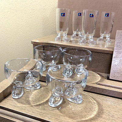 #ad New French Luminarc Set of 4 glasses amp; 4 bowls. A Set w smile: glassware w legs