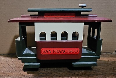 #ad Vintage San Francisco Music Box Co.”California Street” Wood Musical Trolley