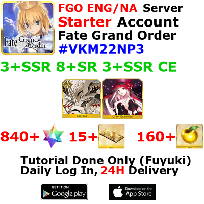 #ad ENG NA INST FGO Fate Grand Order Starter Account 3SSR 850SQ