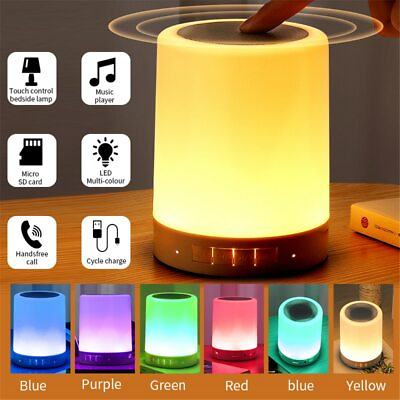 #ad Bluetooth Lamp Speaker 6 Colors Changing Portable USB Rechargeable Night Light