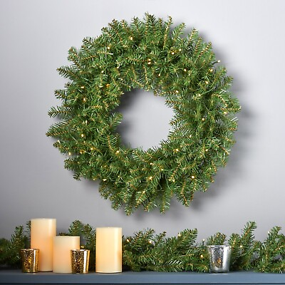 24quot; Mixed Spruce Warm White LED Artificial Christmas Wreath