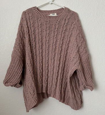 Umgee Pink Cable Knit Sweater Women’s Size Medium