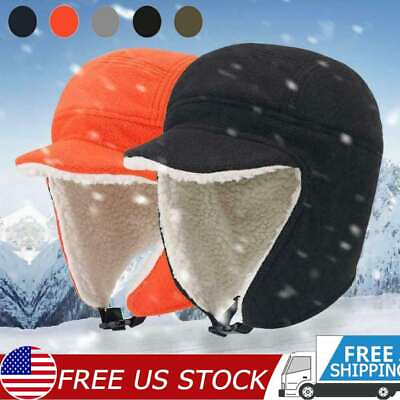 #ad Men Winter Warm Hat Knit Visor Beanie Fleece Lined Billed Beanie with Brim Caps