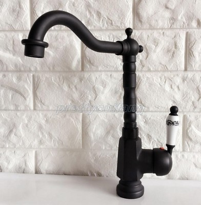 Black Oil Rubbed Brass Ceramic Handle Kitchen Sink Faucet Mixer Basin Tap Pnf355